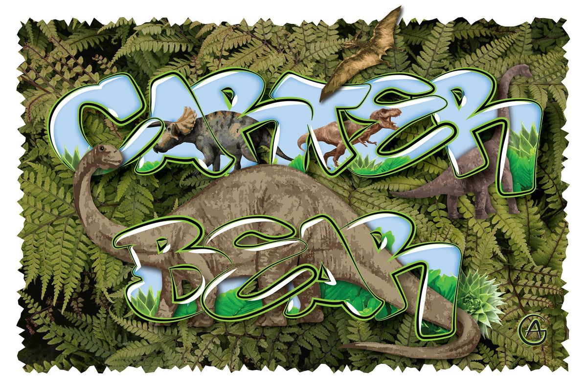 Personalized Dinosaur Name Canvas Art: Boys Room Decor
