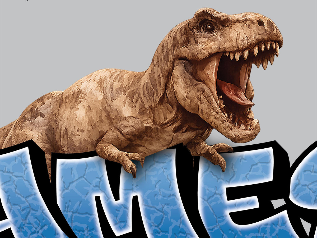 Personalized Dinosaur Name Wall Decal, Custom T-Rex Kids Name Sign, Dinosaur Wall Decor for Boys Room, Jurassic Dino Name Sticker