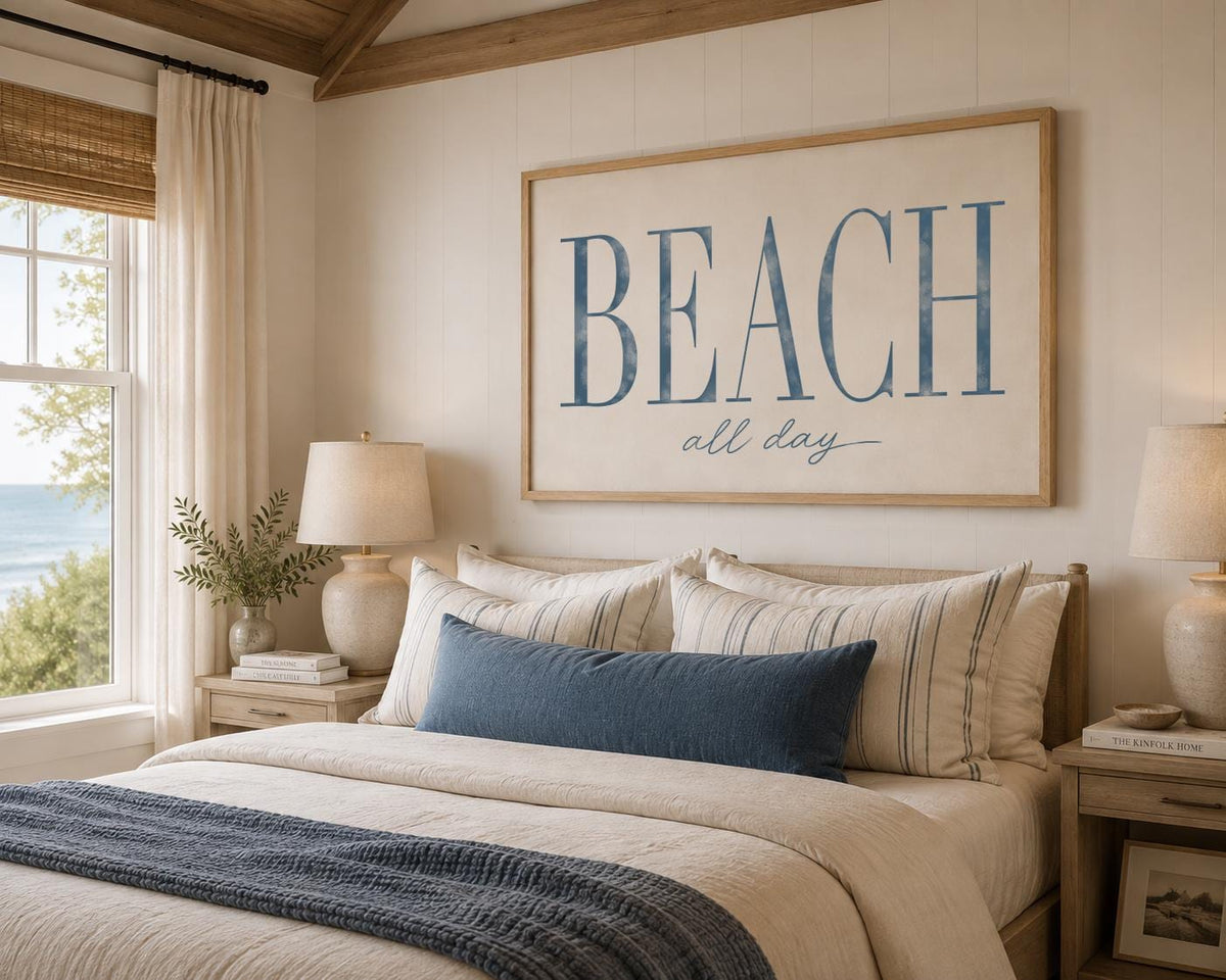 Beach Wall Art, Coastal Framed Print, Beach House Decor, Blue Coastal Art, Beach All Day Print, Nautical Wall Decor