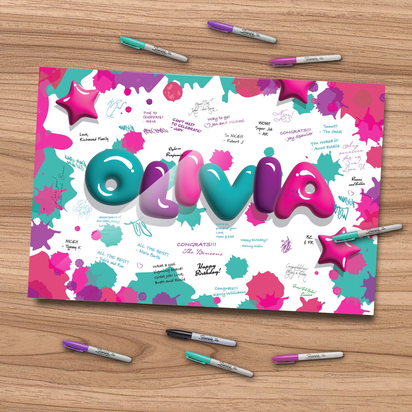 Balloon Bubble Type Birthday Sign In Board