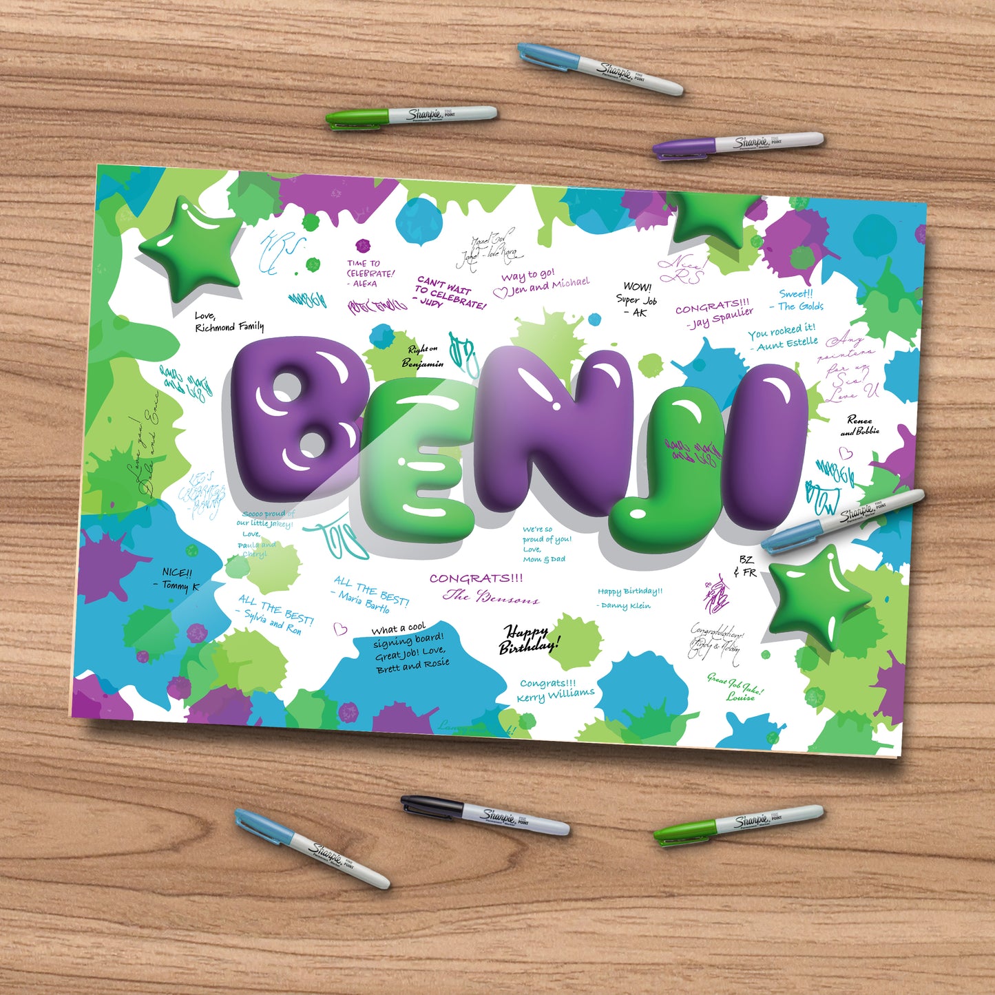 Balloon Bubble Type Birthday Sign In Board