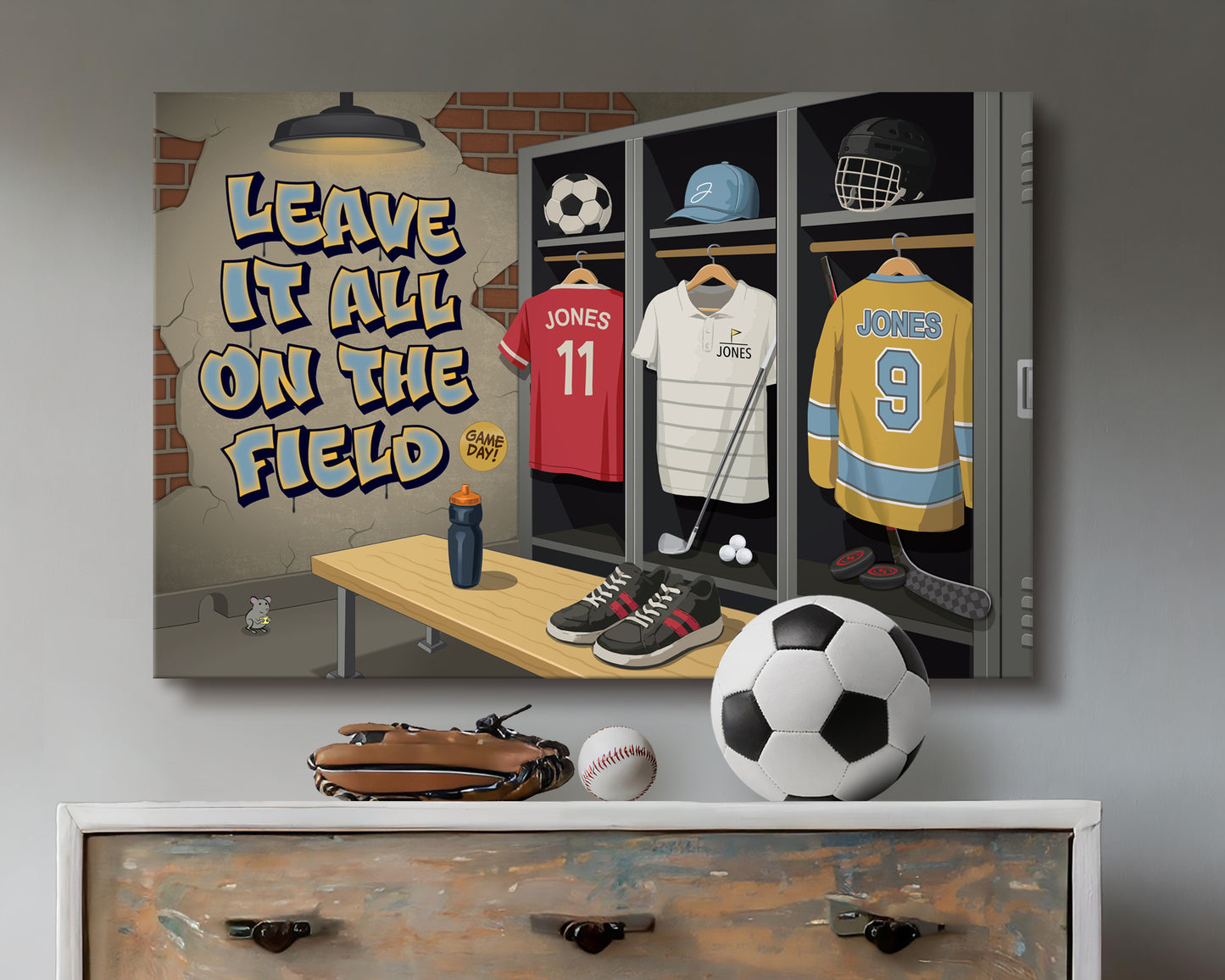 Inspirational Sports Locker Room Canvas