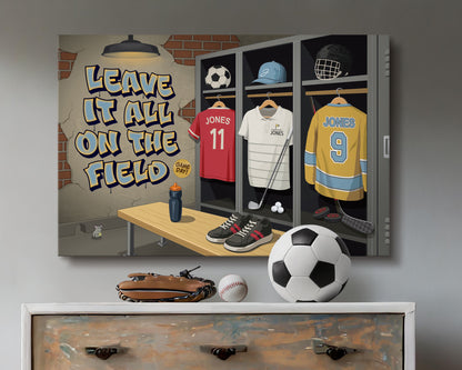 Inspirational Sports Locker Room Canvas