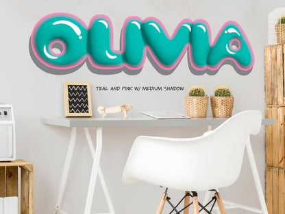 Personalized Bubble Name with 3D Shadow Effect