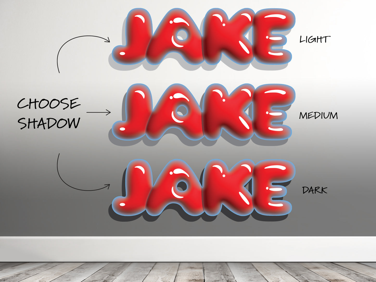 Personalized Bubble Name with 3D Shadow Effect