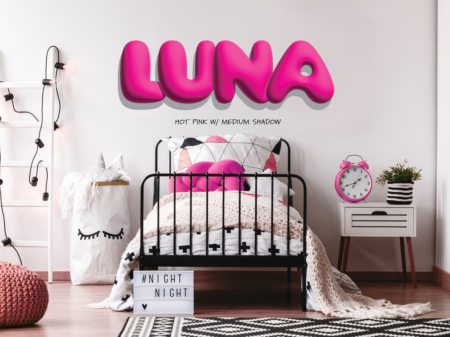 Personalized Bubble Name with 3D Shadow Effect