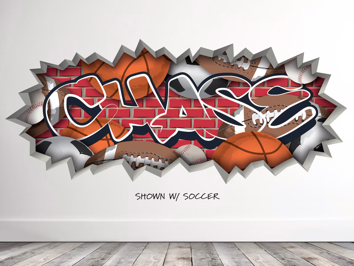 Personalized Sports Graffiti Decal – Custom Athletic Name Wall Art