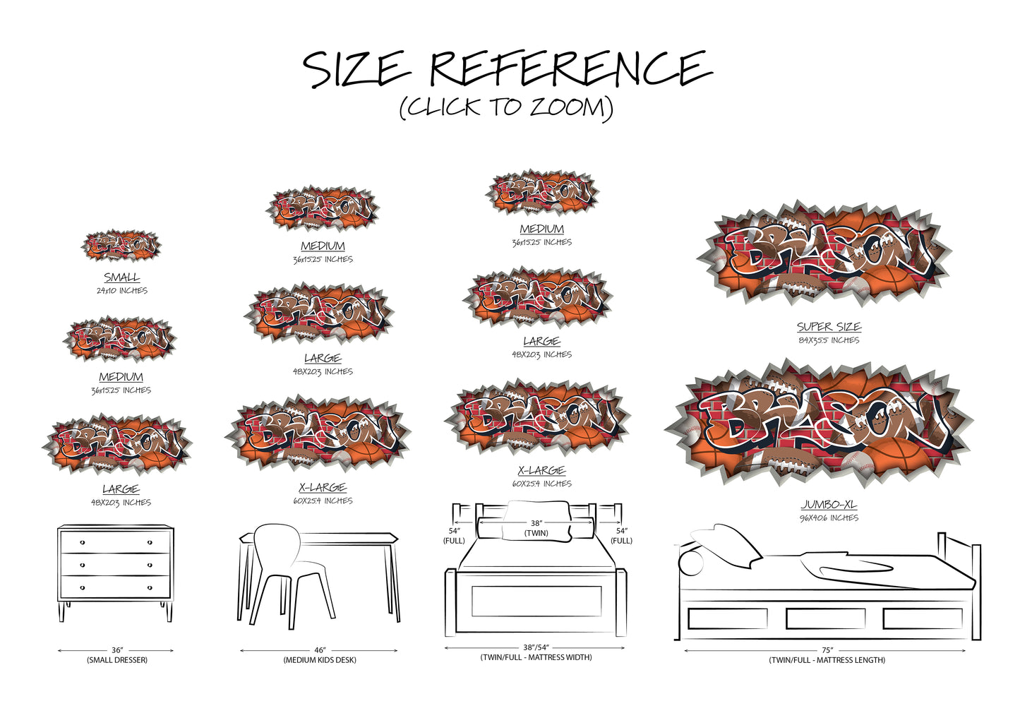 Personalized Sports Graffiti Decal – Custom Athletic Name Wall Art