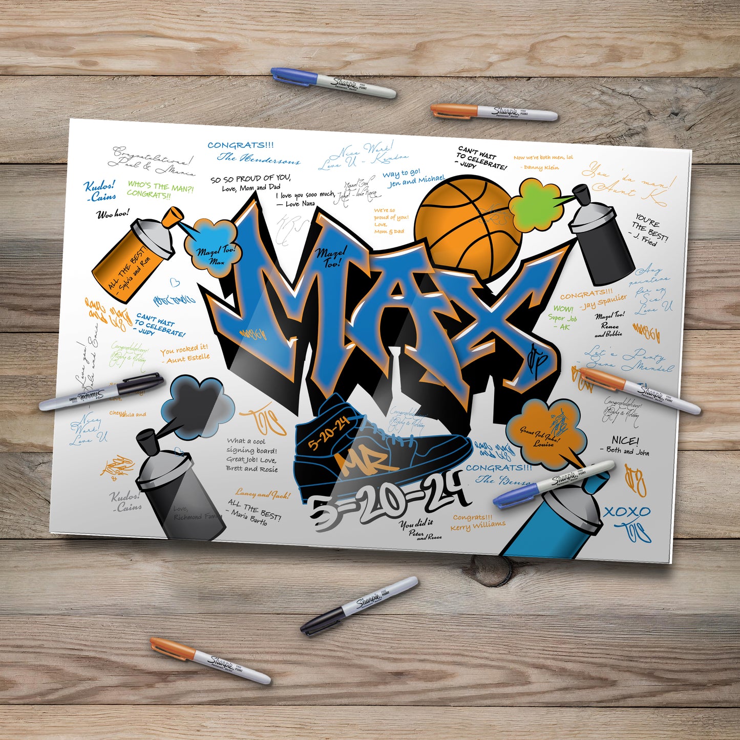 Graffiti Basketball Acrylic Art Sign In Board