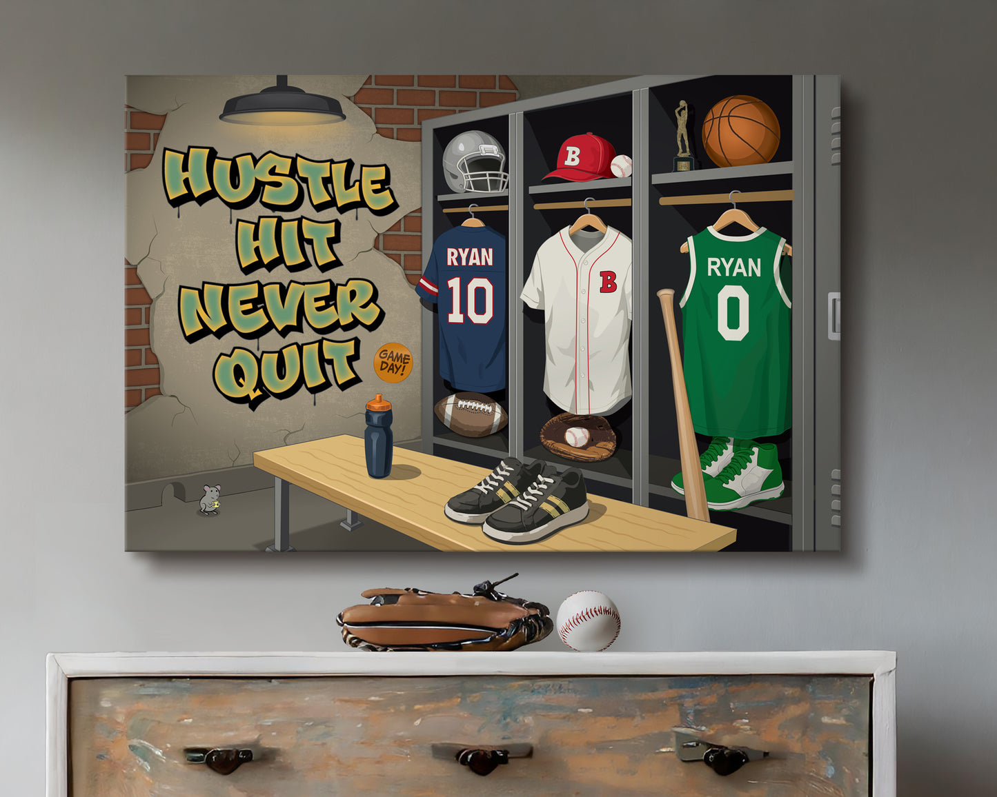 Inspirational Sports Locker Room Canvas