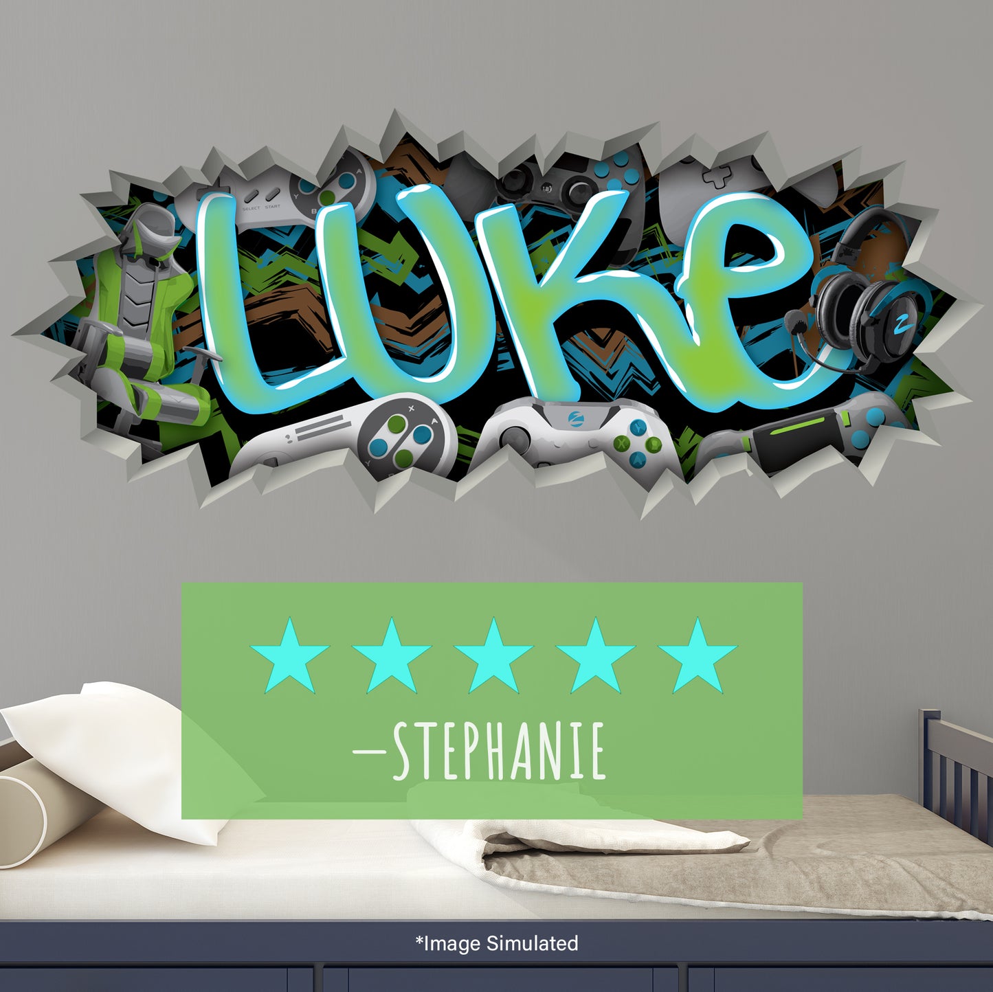 Gamer Name Decal Graffiti Wall Art