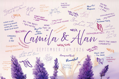 Lavender Elegent Sign In Board for Weddings, Birthdays, Bat Mitzvah