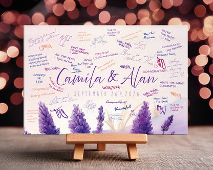 Lavender Elegent Sign In Board for Weddings, Birthdays, Bat Mitzvah
