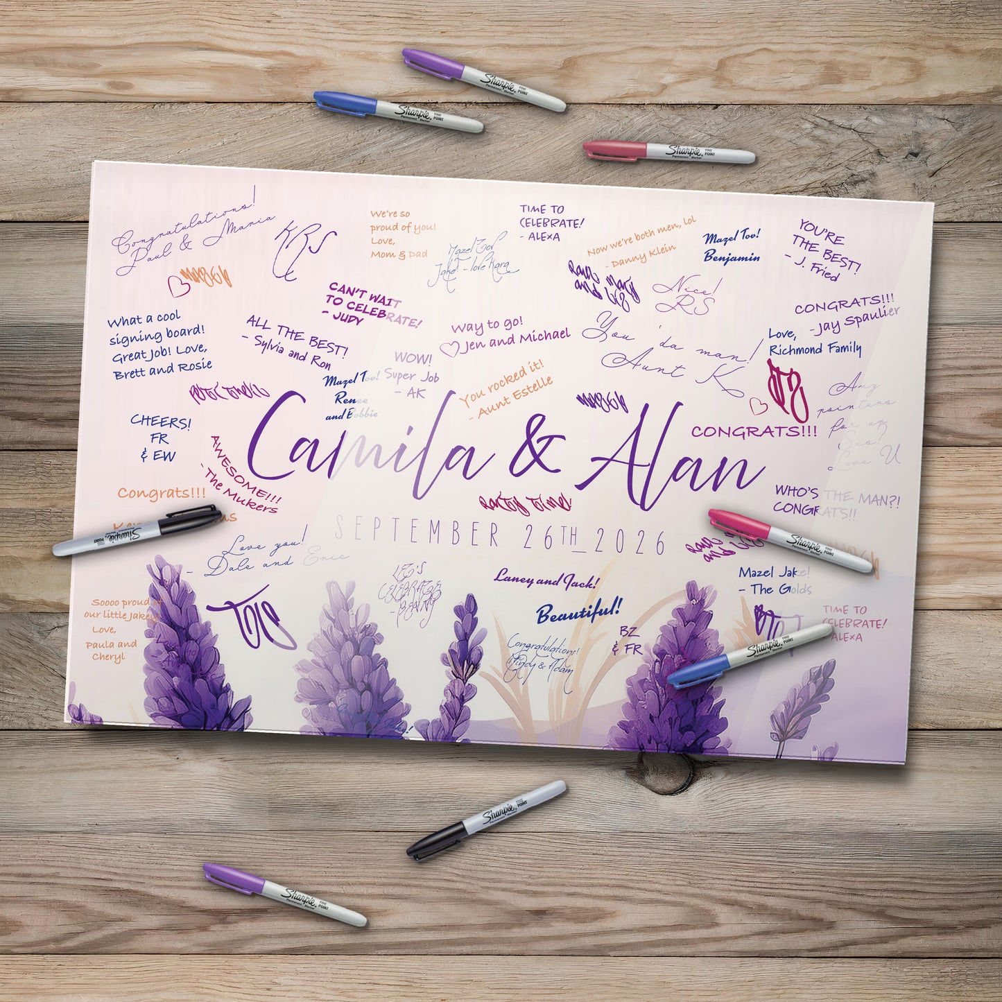 Lavender Elegent Sign In Board for Weddings, Birthdays, Bat Mitzvah