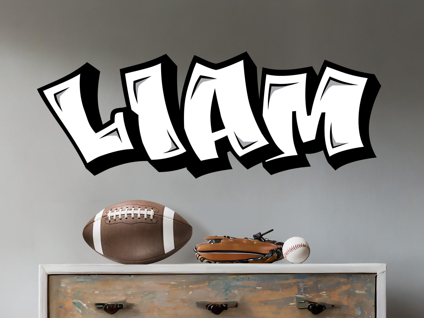 Personalized Black and White Graffiti Style Name Decal