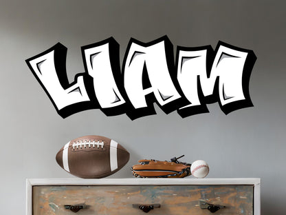 Personalized Black and White Graffiti Style Name Decal