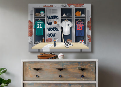 Personalized Sports Locker Room Canvas