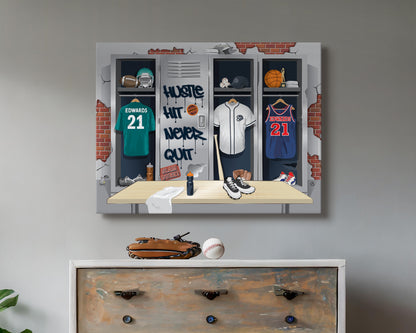 Personalized Sports Locker Room Canvas