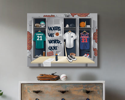 Personalized Sports Locker Room Canvas
