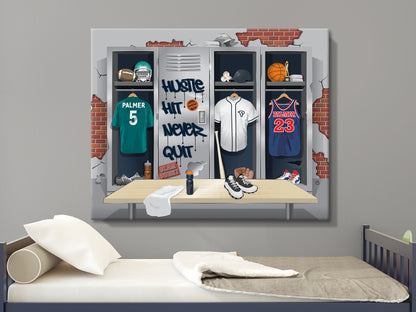 Personalized Sports Locker Room Canvas