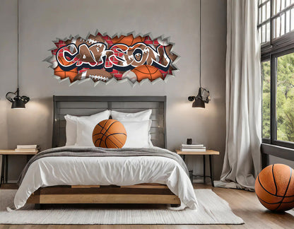Personalized Sports Graffiti Decal – Custom Athletic Name Wall Art