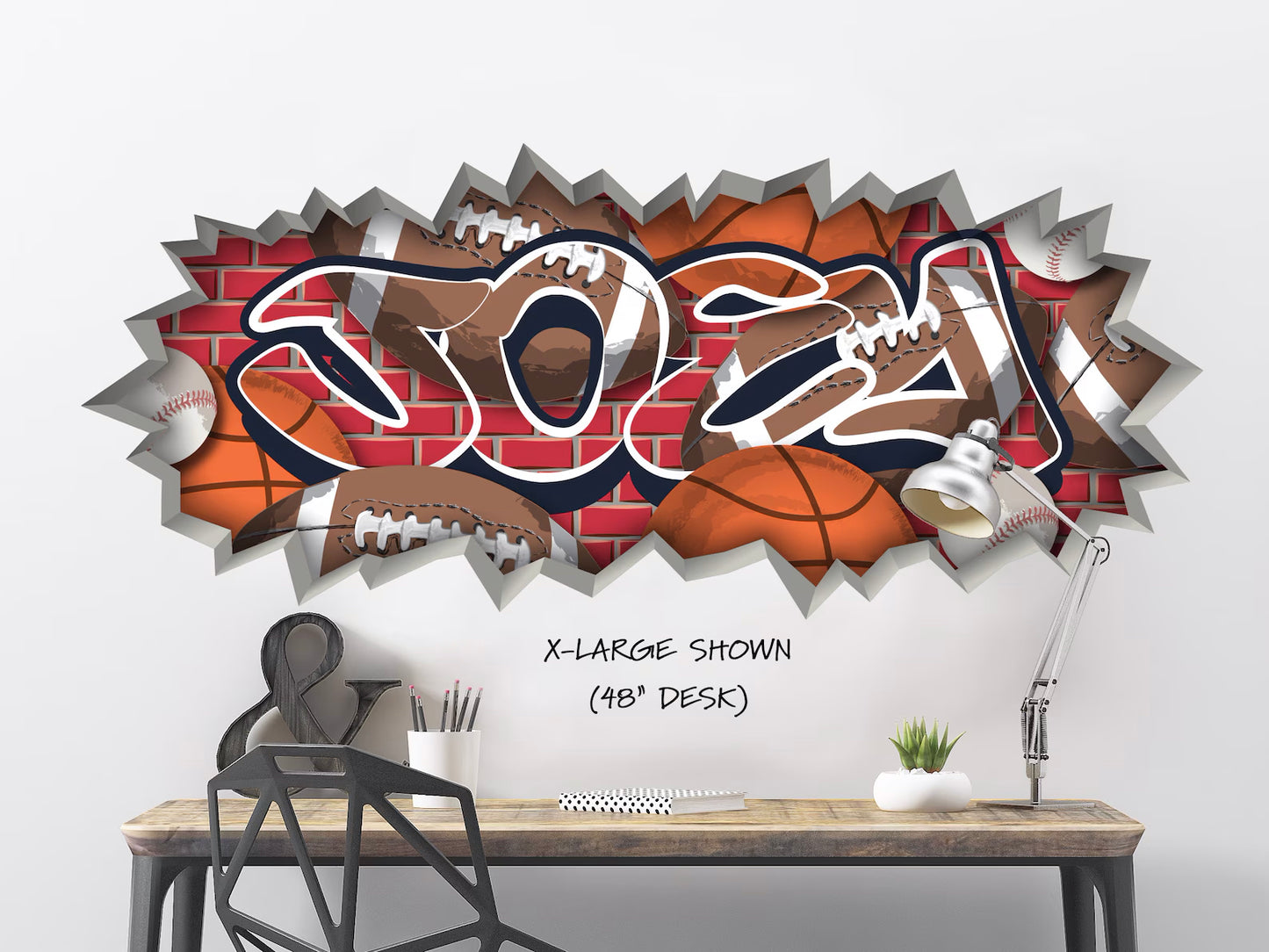 Personalized Sports Graffiti Decal – Custom Athletic Name Wall Art