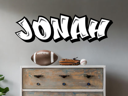 Personalized Black and White Graffiti Style Name Decal