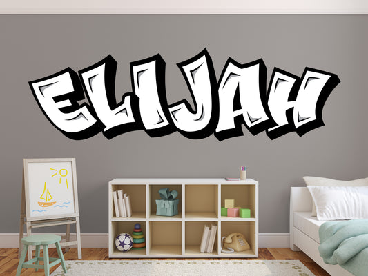 Personalized Black and White Graffiti Style Name Decal