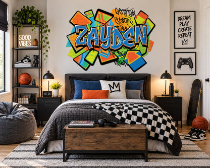 Personalized Vibrant Graffiti Name Wall Decal