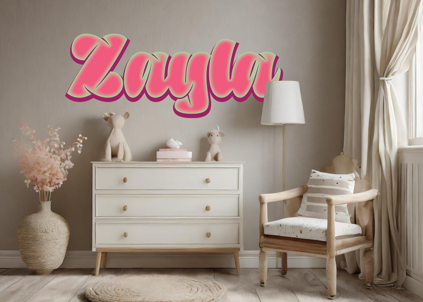 Custom Sweet Name Decal in Soft Flowing Script