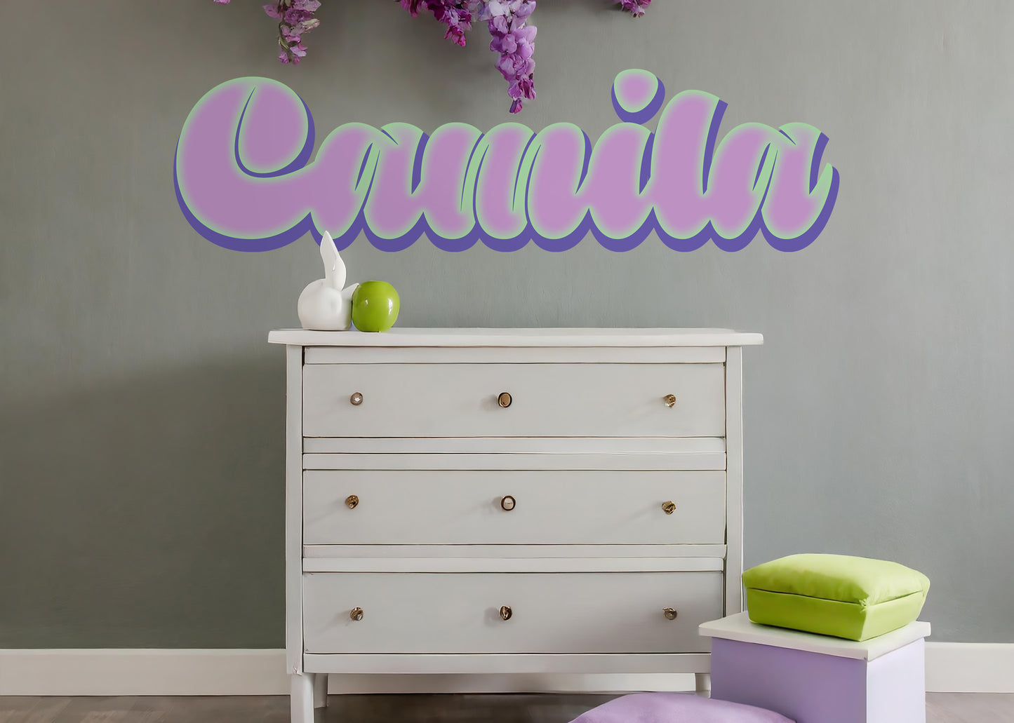 Custom Sweet Name Decal in Soft Flowing Script