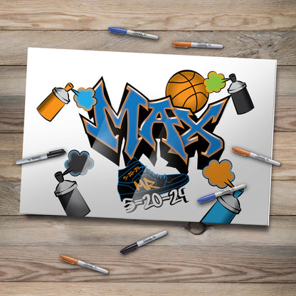 Graffiti Basketball Acrylic Art Sign In Board