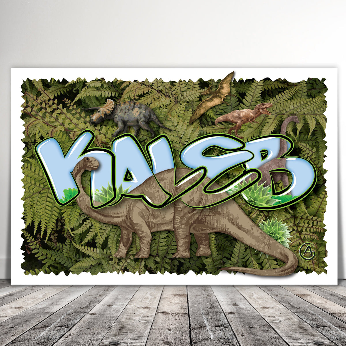 Personalized Dinosaur Name Canvas Art: Boys Room Decor