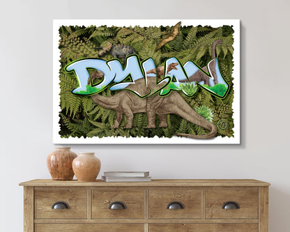 Personalized Dinosaur Name Canvas Art: Boys Room Decor