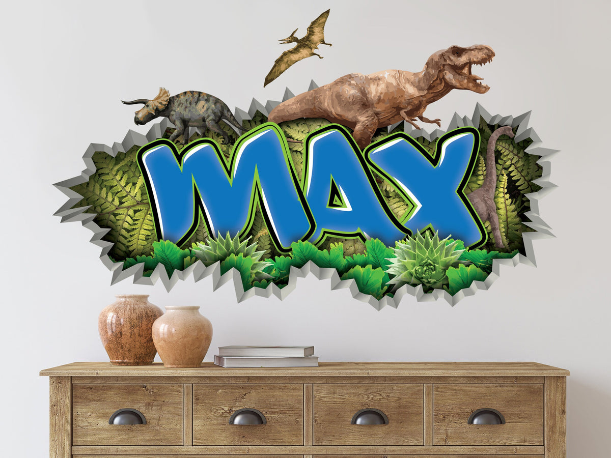 Personalized Dinosaur Name Decal: T-Rex Boys Room Decor