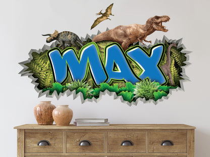Personalized Dinosaur Name Decal: T-Rex Boys Room Decor
