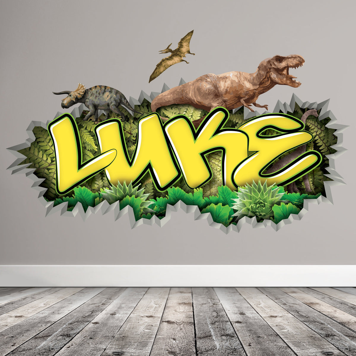 Personalized Dinosaur Name Decal: T-Rex Boys Room Decor