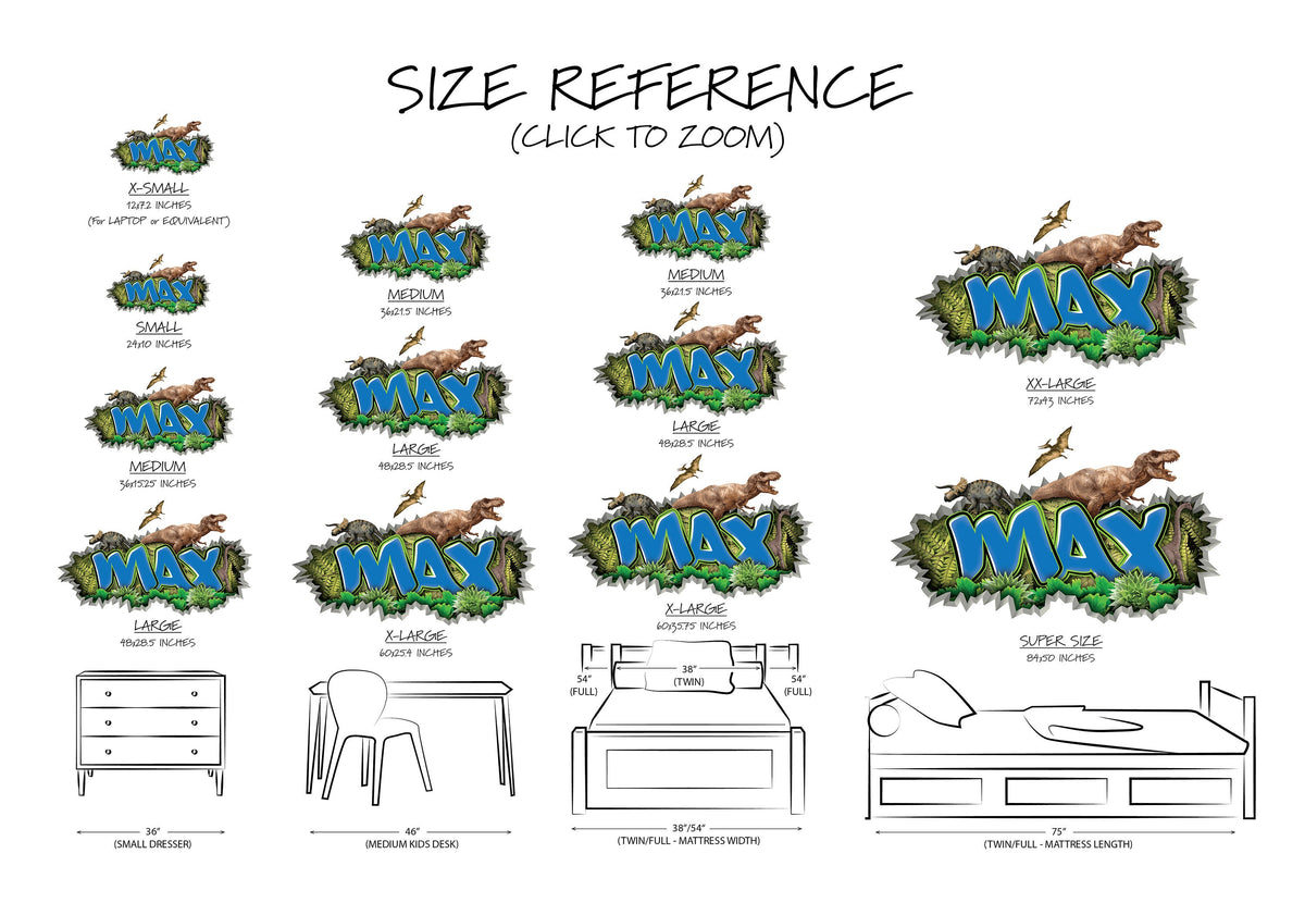 Personalized Dinosaur Name Decal: T-Rex Boys Room Decor
