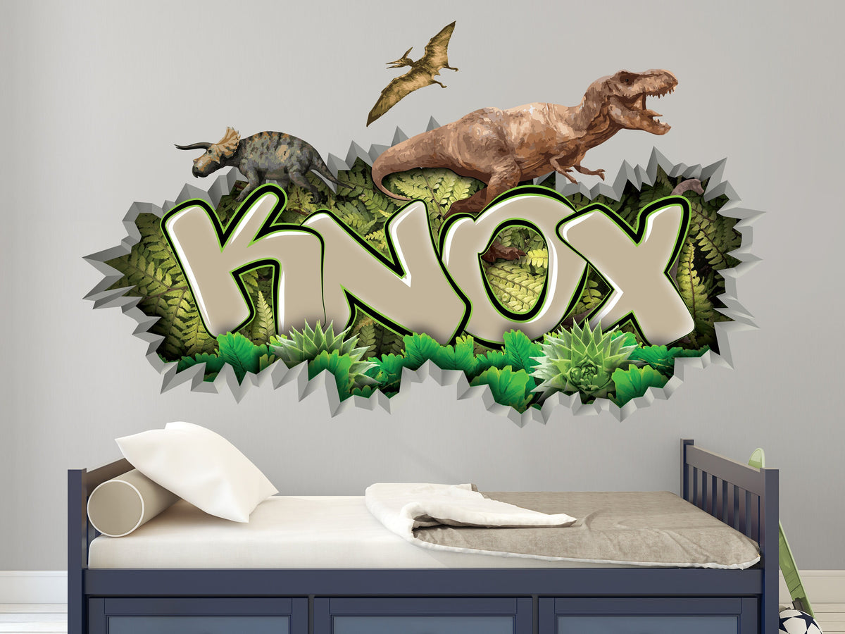 Personalized Dinosaur Name Decal: T-Rex Boys Room Decor