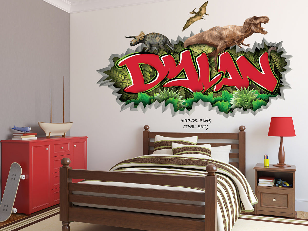Personalized Dinosaur Name Decal: T-Rex Boys Room Decor