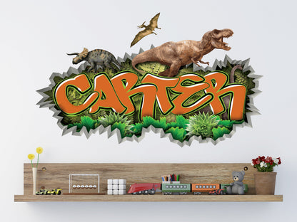 Personalized Dinosaur Name Decal: T-Rex Boys Room Decor
