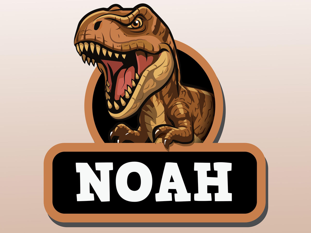 Personalized Dinosaur Name Sign for Kids Room | Custom T-Rex Wall Decal | Boys Bedroom Decor | Dinosaur Door or Wall Name
