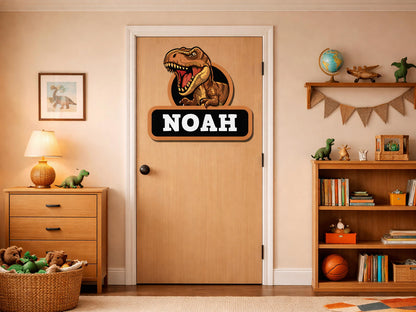 Personalized Dinosaur Name Sign for Kids Room | Custom T-Rex Wall Decal | Boys Bedroom Decor | Dinosaur Door or Wall Name