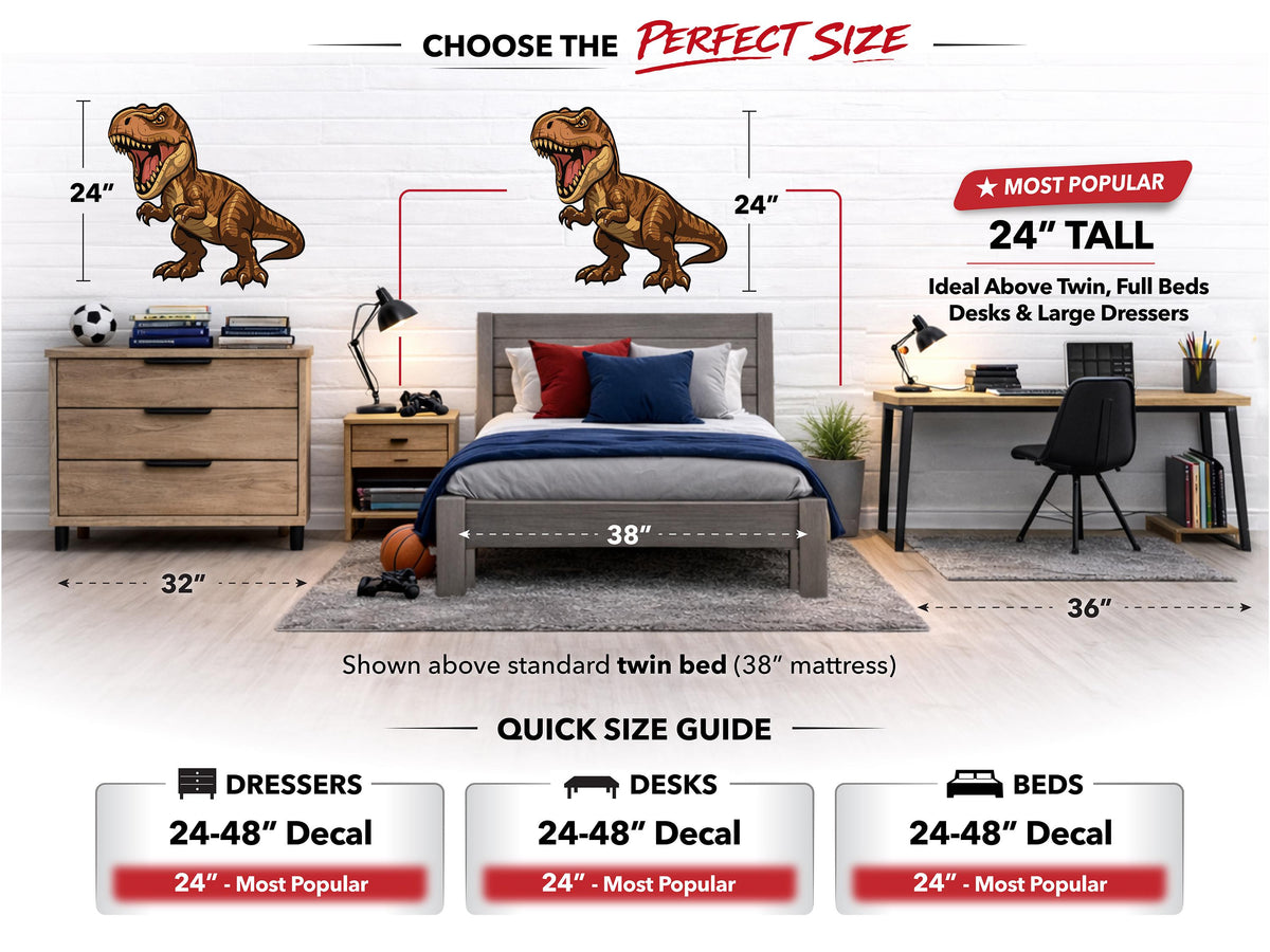 T-Rex Dinosaur Wall Decal, Dinosaur Wall Sticker for Kids Room, Jurassic Dinosaur Bedroom Decor, T-Rex Wall Art, Dinosaur Nursery Wall Decor