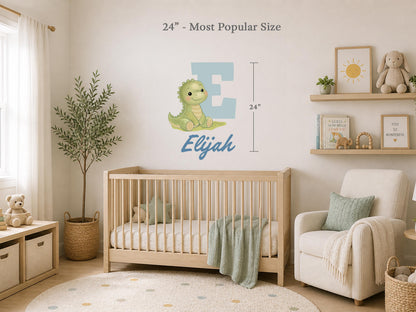 Personalized Nursery Name Wall Decal, Custom Baby Name Wall Sticker, Dinosaur Nursery Decor, Boys Room Name Sign, Kids Wall Art