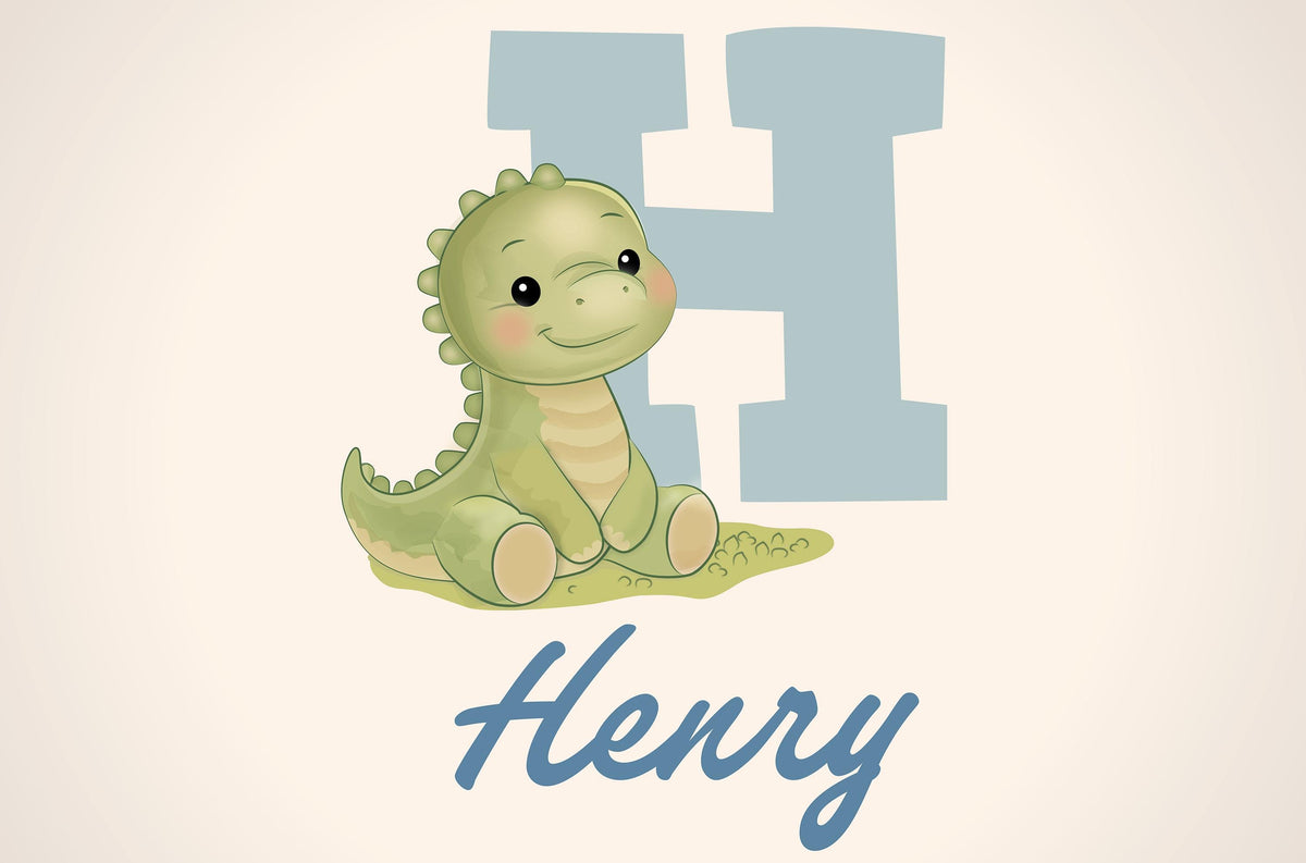 Personalized Nursery Name Wall Decal, Custom Baby Name Wall Sticker, Dinosaur Nursery Decor, Boys Room Name Sign, Kids Wall Art
