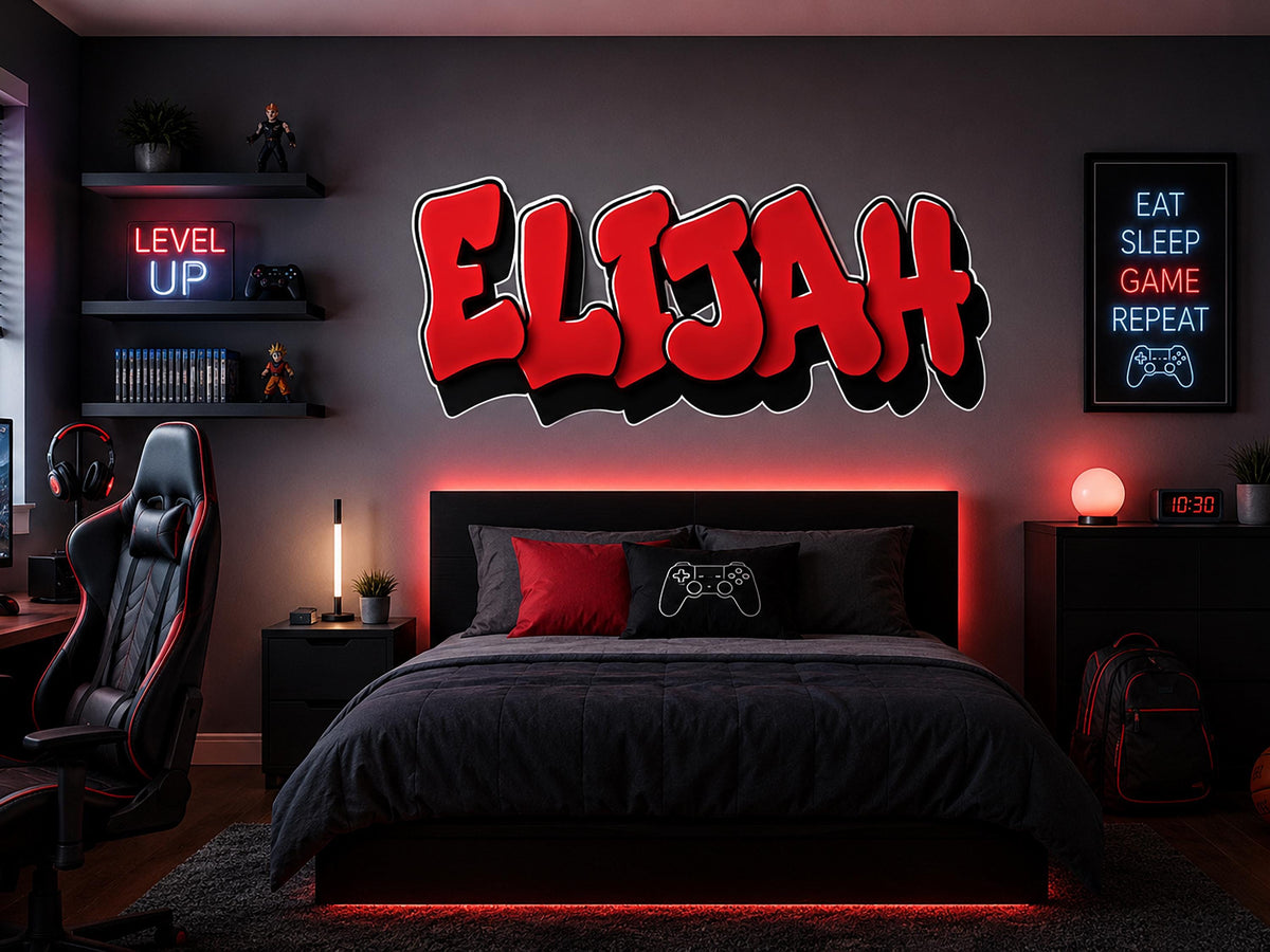 Personalized Name Wall Decal for Boys Room | Custom Gamer Name Sign | Sports Bedroom Decor | Teen Room Wall Art | Large Vinyl Name Sticker