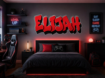 Personalized Name Wall Decal for Boys Room | Custom Gamer Name Sign | Sports Bedroom Decor | Teen Room Wall Art | Large Vinyl Name Sticker