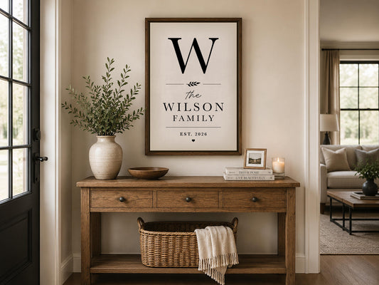 Personalized Family Name Sign | Framed Monogram Wall Art | Custom Last Name Canvas | Entryway Decor | Mudroom Wall Decor | Housewarming Gift