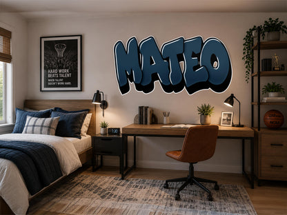 Personalized Name Wall Decal for Boys Room | Custom Gamer Name Sign | Sports Bedroom Decor | Teen Room Wall Art | Large Vinyl Name Sticker